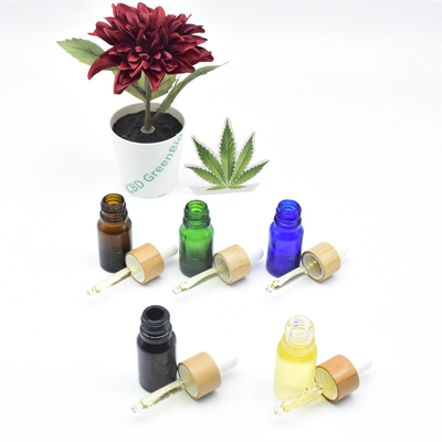 Sativa葉の花CBDの色オイルの苦痛制御10ml 20ml黒の点滴器のガラス ビンCBDオイル
